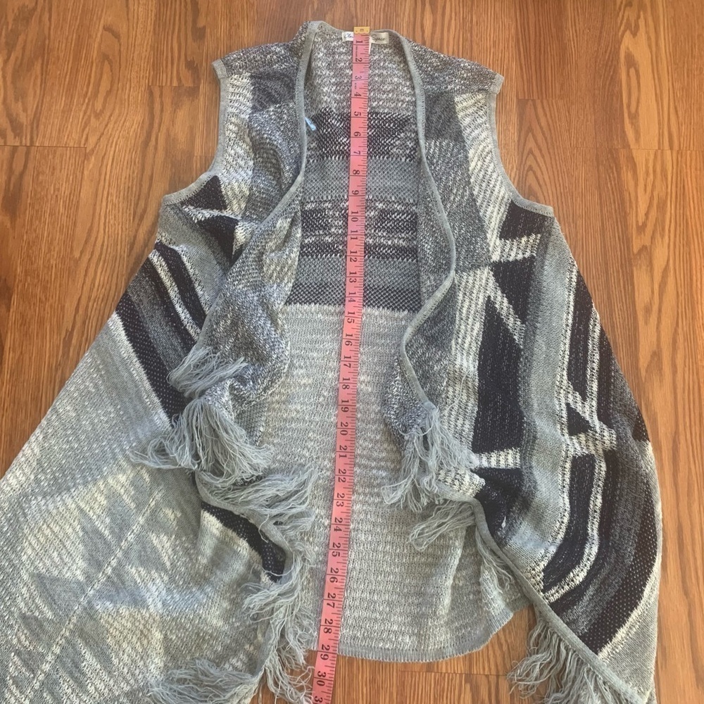 Blue gray Sleeveless Open Draped Vest M - Picture 3 of 14